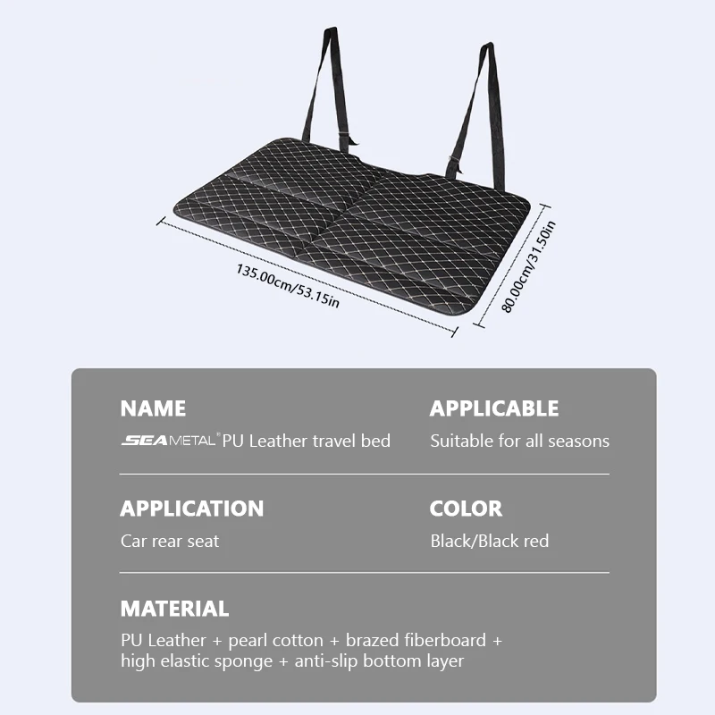 AUTOMECHANIST Car Sleep Mat Interior Car Rear Seat Rest Mat Multi-functional Pu Leather Travel Sleep Cushion Outdoor Camping Pad