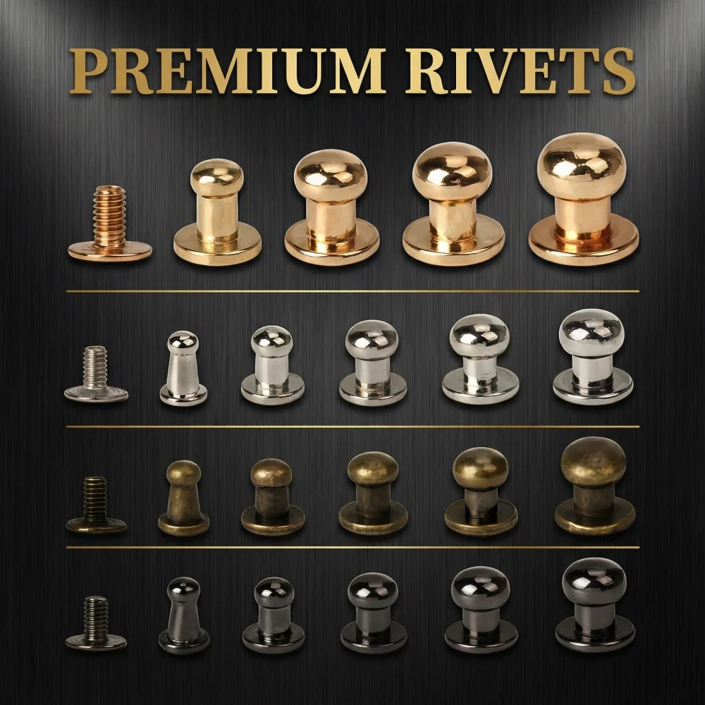 20 Sets 5/6/7/8/10/12MM Round Knob Rivets Metal Monk Head Screws Studs Alloy Nail Buckle Tack Cloth Button Bag Leather Crafts 20 Sets 5/6/7/8/10/12MM Round Knob Rivets Metal Monk Head Screws Studs Alloy Nail Buckle Tack Cloth Button Bag Leather Crafts