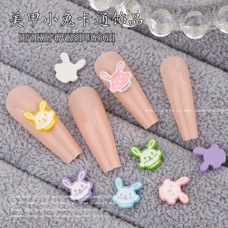 

10pcs 9*8mm Macaron Rabbit Nail Art Charms 3D Alloy Cute Ornament Nail Decorations Rhinestones DIY Kawaii Accessories Manicure