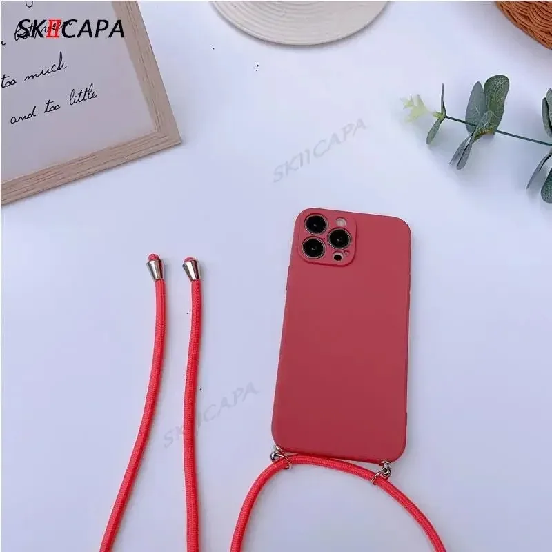 Crossbody Necklace Cord Lanyard Soft Silicone Case with Camera Protection