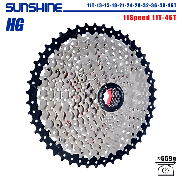 SUNSHINE Bicycle Cassette 8/9/10/11/12 Speed Mountain Bicycle Freewheel Bicycle Sprocket HyperGlide system For Shimano/SRAM 11 Speed 11T-46T