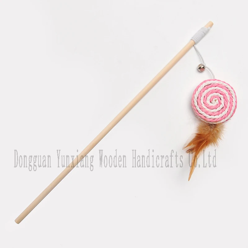 Wooden Cat Wands, Interactive Cat Teaser Sticks with Bell Wood Toy Wands Pet Toys
