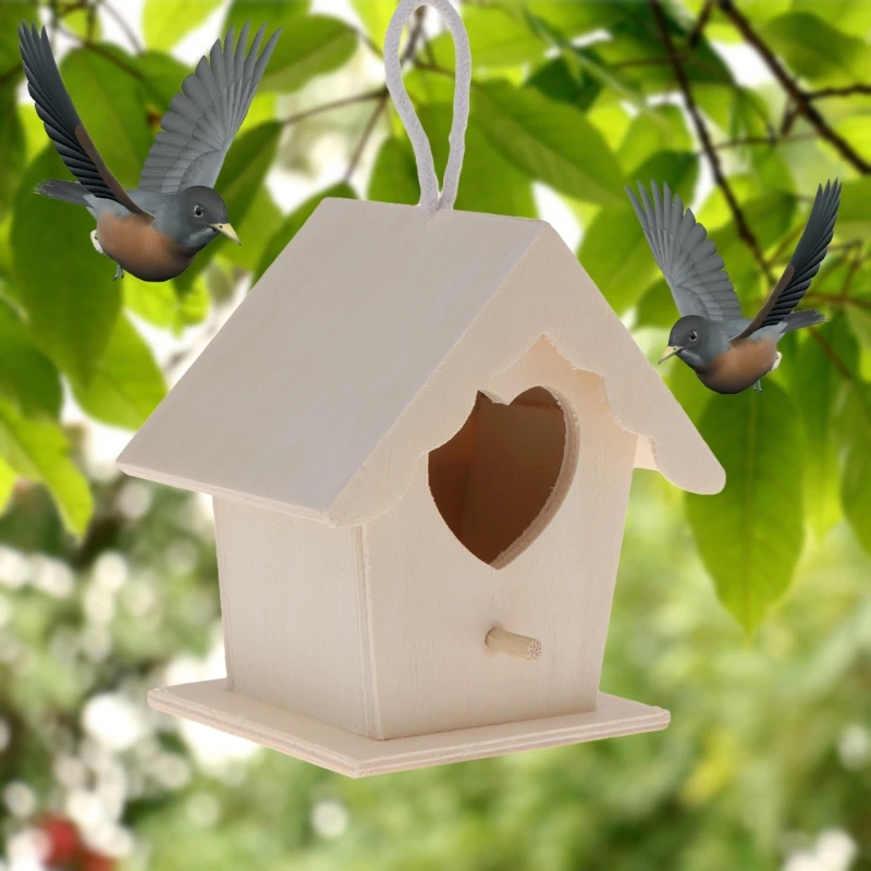 

Wooden Bird House Solid Hanging Birdhouse Weatherproof Nice Bird Nest Dropship