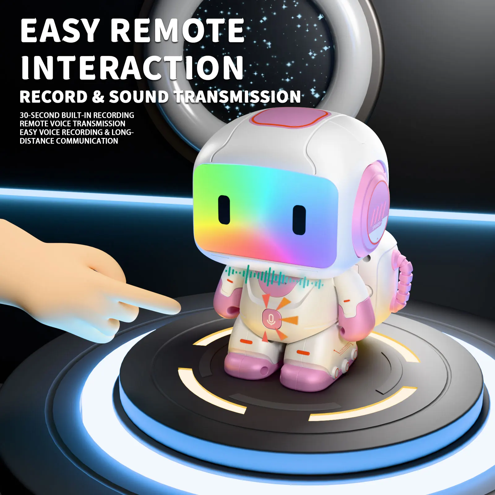 Robot intelligente con telecomando, robot giocattolo multifunzionale a induzione con luce e musica, regalo di festa per ragazzi e ragazze - immagine 3