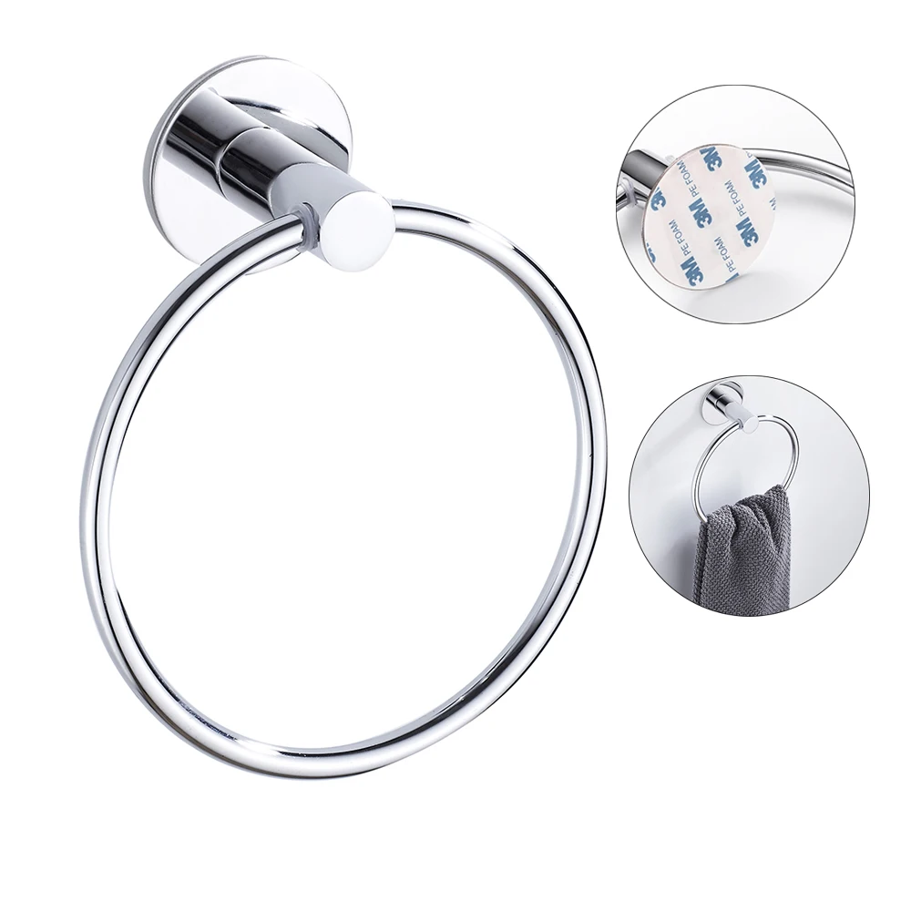 Towel Ring Self Adhesive No Drilling Rack Modern Round Base Hanger bathroom towel holder bathroom towel ring