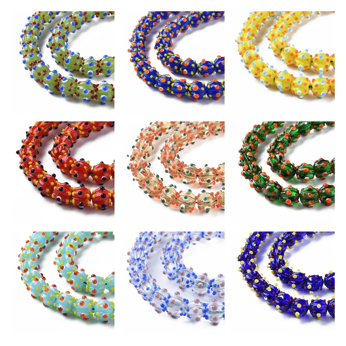 

50Pcs Pumpkin Bumpy Lampwork Beads Colored Opaque/Transparent Corrugated Beads for DIY Women Earrings Jewelry Making Supplies