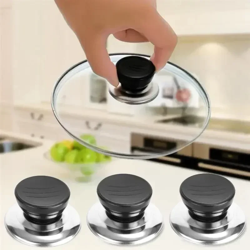 1/3pcs Pot lid cap top bead plastic+stainless steel replaceable universal pot lid handle anti scald kitchen accessories pot lid handle,pot lid knob