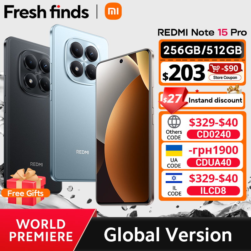 【World Premiere】Global Version Xiaomi Redmi Note 15 Pro MTK Helio G200-Ultra 6.77"AMOLED display 200MP ultimate-clarity camera