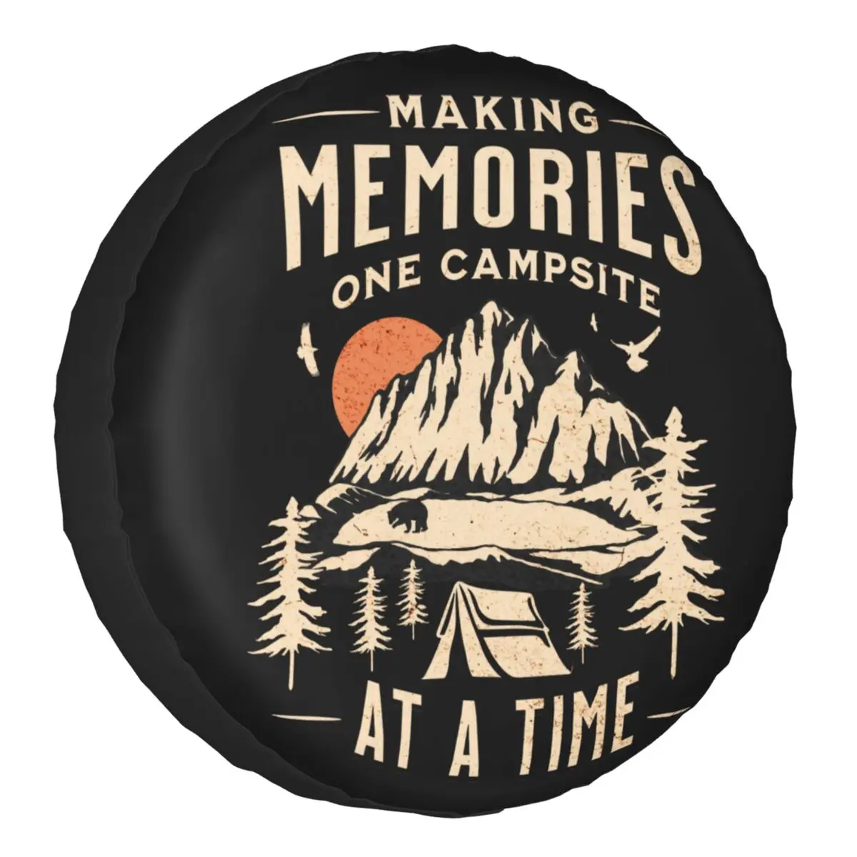 

Making Memories One Campsite At A Time Tire Cover 4WD SUV Happy Camper Tent Spare Wheel Protector for Jeep 14" 15" 16" 17" Inch