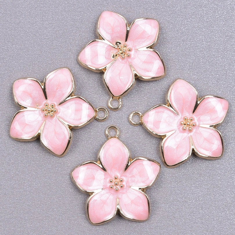 20Pcs/Lot Enamel Cherry Blossoms Flower Charms Cute Sakura