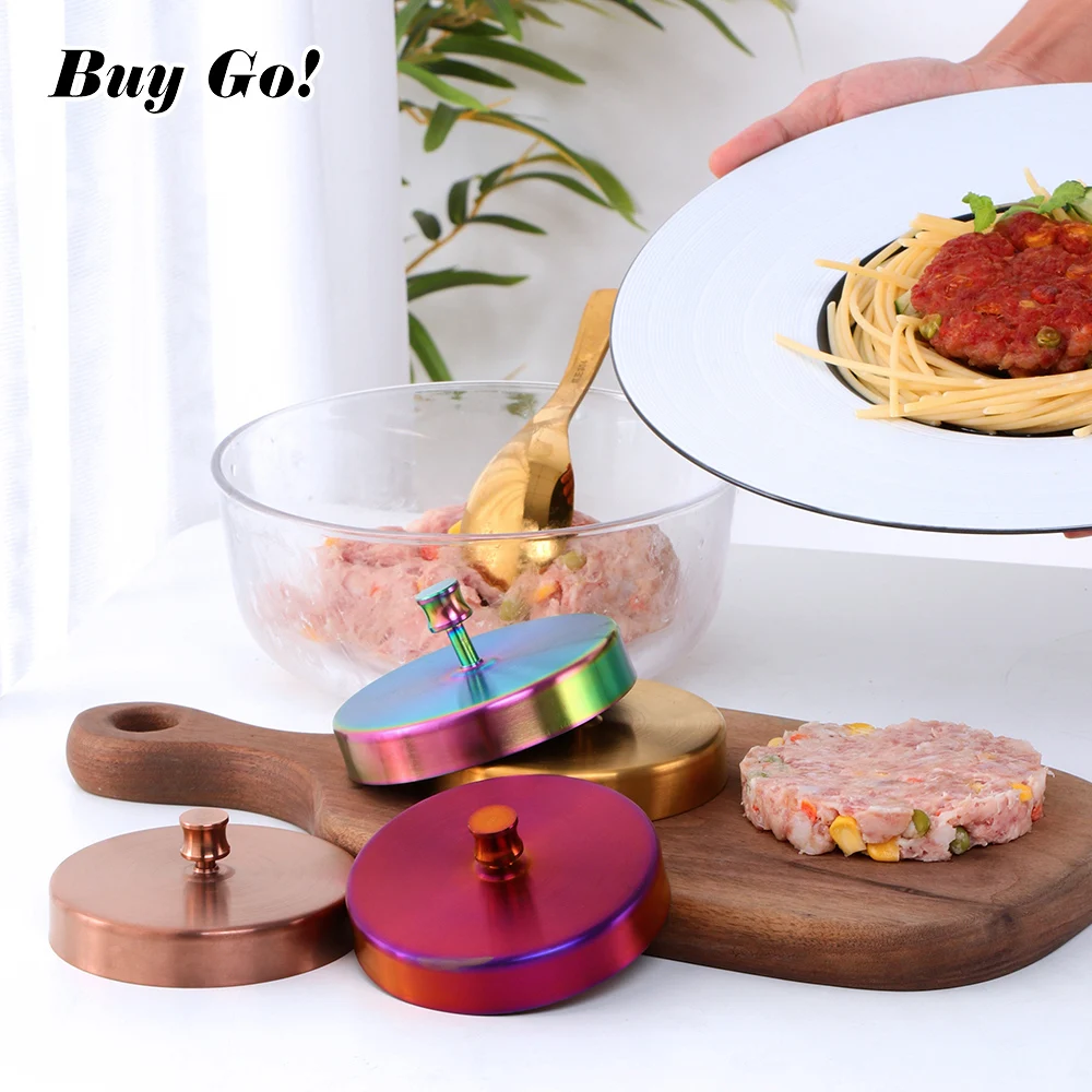 Creative Stainless Steel Non-stick Stuffed Hamburger Beef Burger Press Mould Party Grill BBQ Maker Mold Barbecue Kitchen Gadget