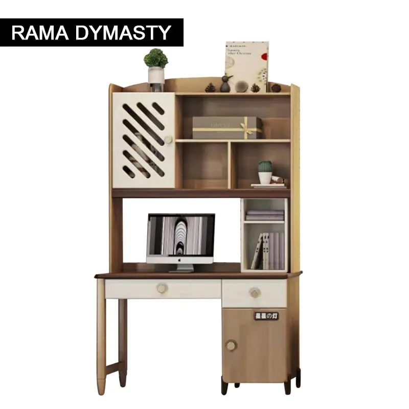 

Modern Children's Solid Wood Desk with Hutch and Storage Writing Computer Table Right Angle Corner Desk Combination