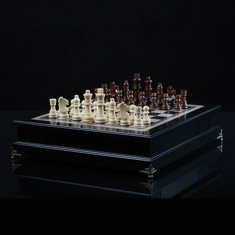 

High Quality Checkers Decor Chess Figures Set Character Wooden Draughts Chess Eorthotics Jenga Madera Juego Board Game WXH20XP