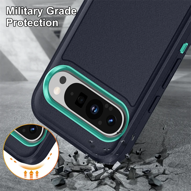 Triple Protection Heavy Duty Shockproof Phone Case with Hard Plastic Frame and Soft TPU Back