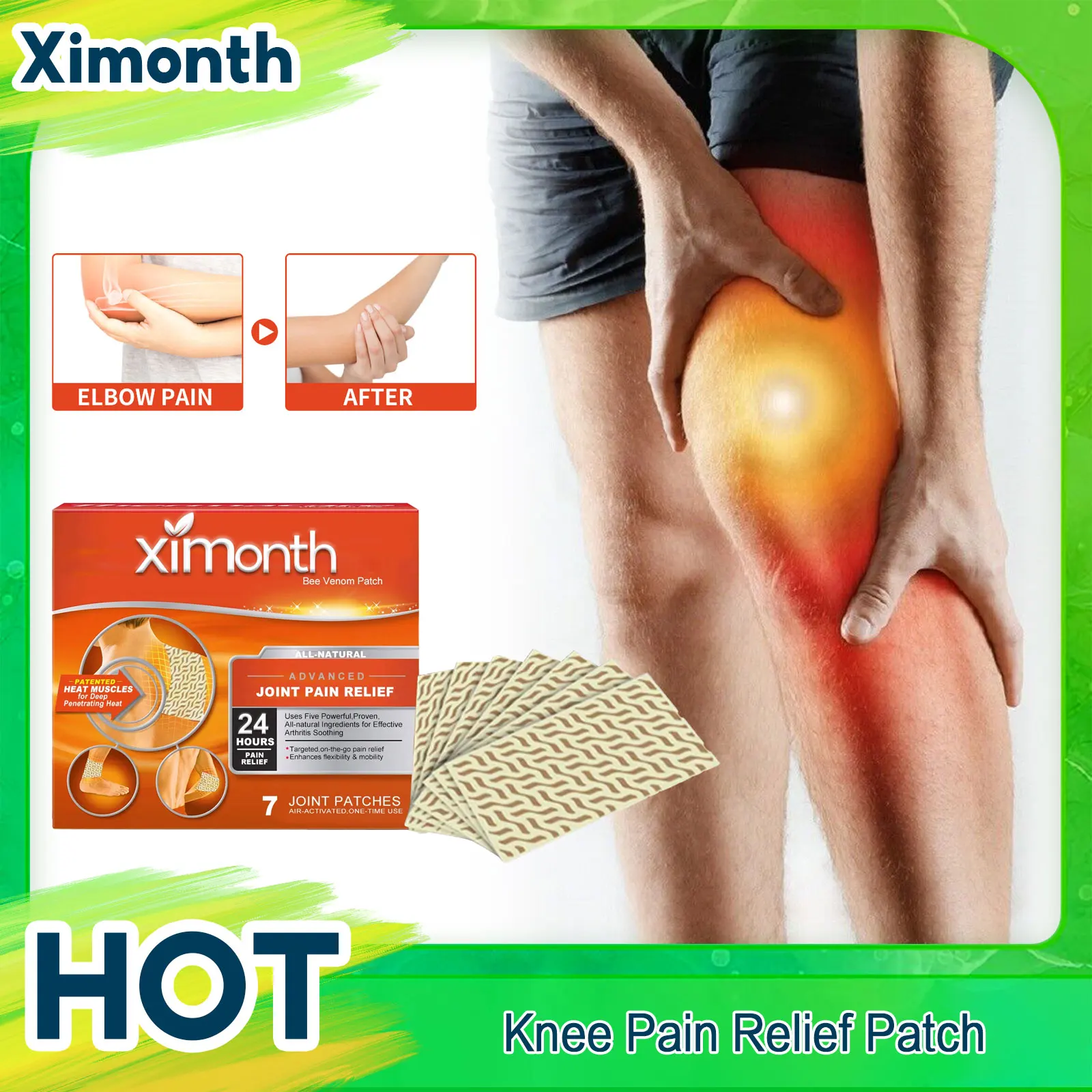 

Knee Pain Relief Patch Relieve Lumbar Ache Ankle Joint Inflammatory Muscle Sprain Treat Synovitis Arthritis Analgesic Plaster