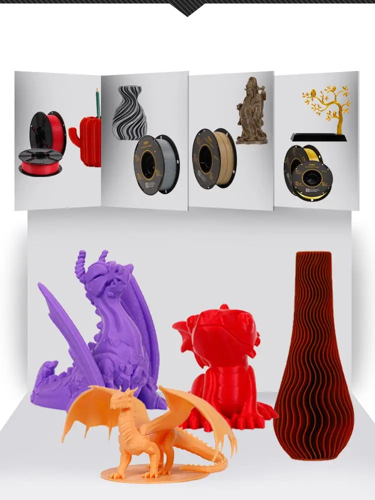 PLA PETG ABS TPU PP 우드 힙 나일론 카본, 롤 인쇄 3D 임프레소라 필라멘트, 따뜻한 변색, 신제품, 1.75mm, 1kg
