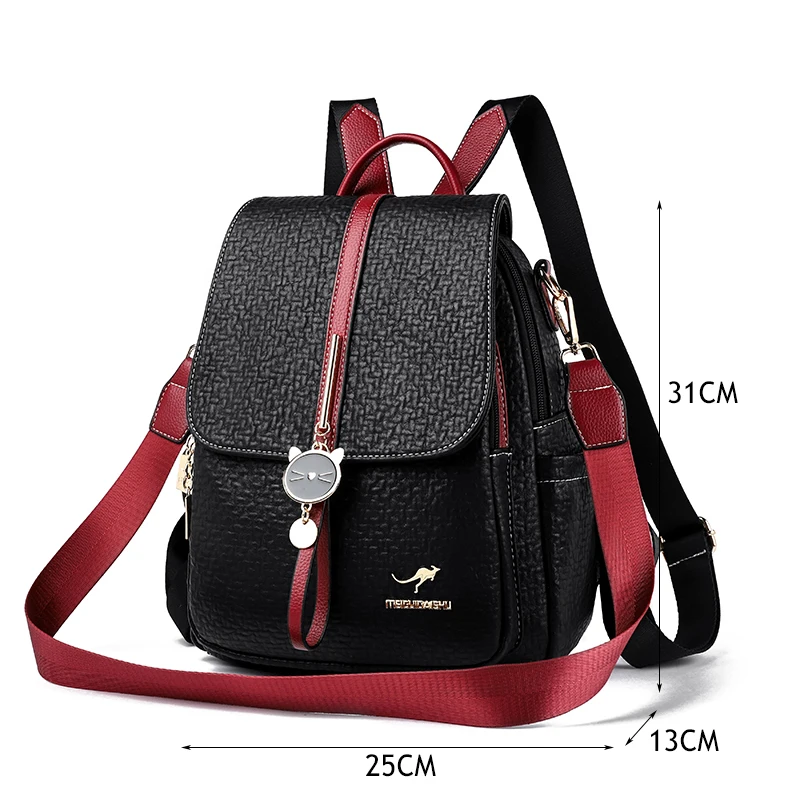 Chic Women's PU Leather Backpack - Stylish Travel & School Shoulder Bag