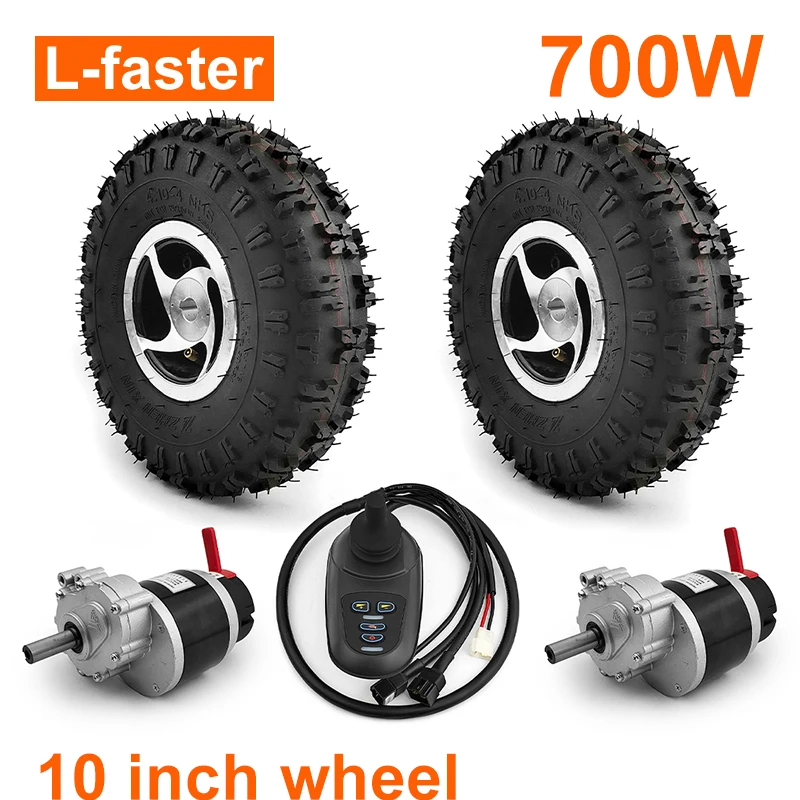 L-faster 10 Inch Wheel 24V 700W Dual Drive Brake Motor Kit 4.10-4 Off-road Tire 2WD Joystick RC For Electric Trolley Cart Bike