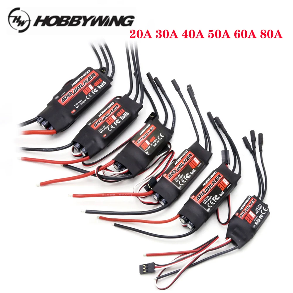 

Hobbywing Skywalker 20A 30A 40A 50A 60A 80A Brushless ESC Electric Speed Controler W/ UBEC For RC FPV Airplanes Helicopter Drone