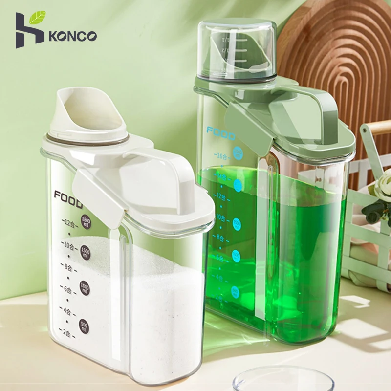 3000ML Laundry Detergent Dispenser Container Washing Room Detergent Liquid  Softener Powder Blench Bottle with Cap and Labels