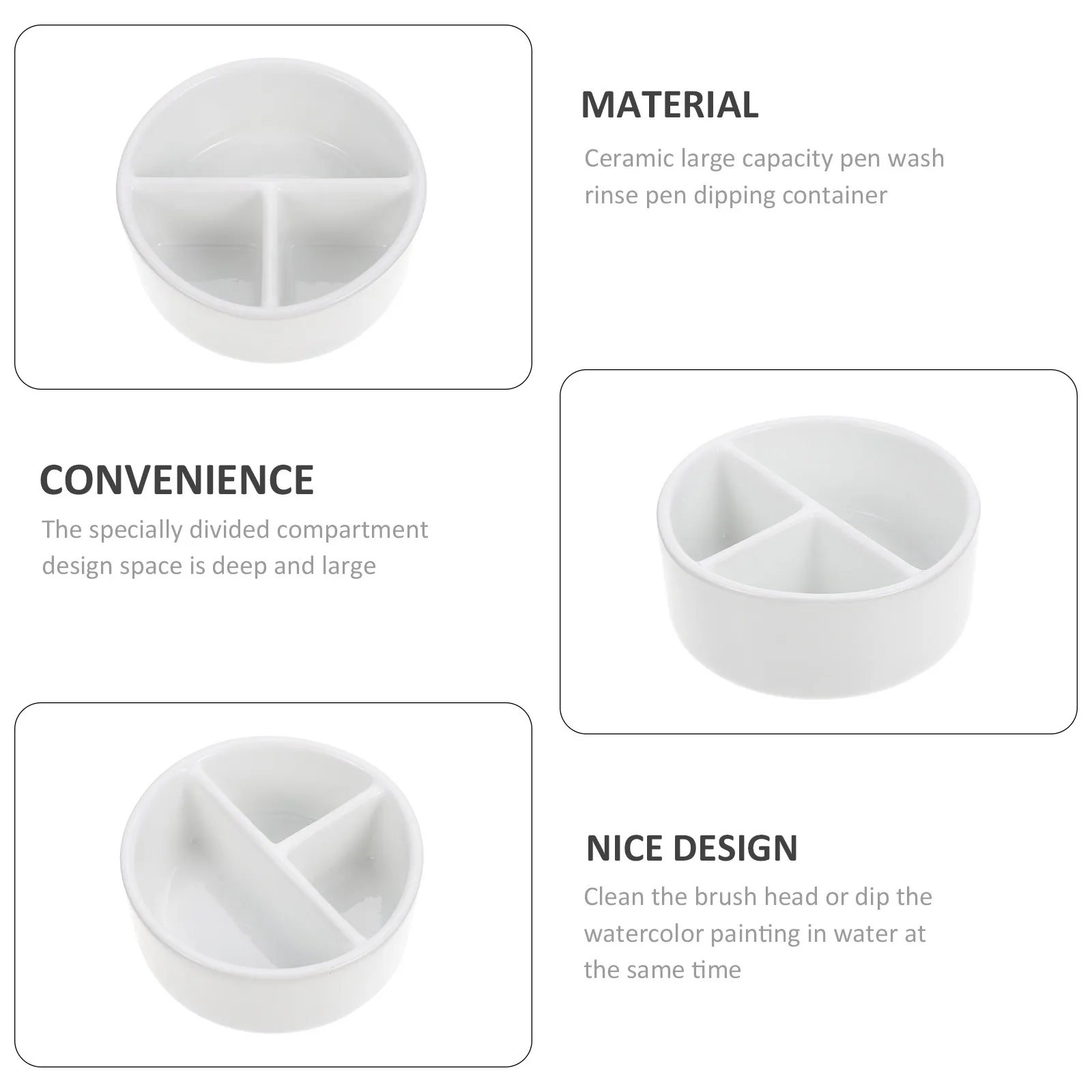 넓은 테두리가 있는 세라믹 필기용 붓 세척기, 예술가, 학생, 교사를 위한 휴대용 잉크 접시, 다기능 잉크 용기
