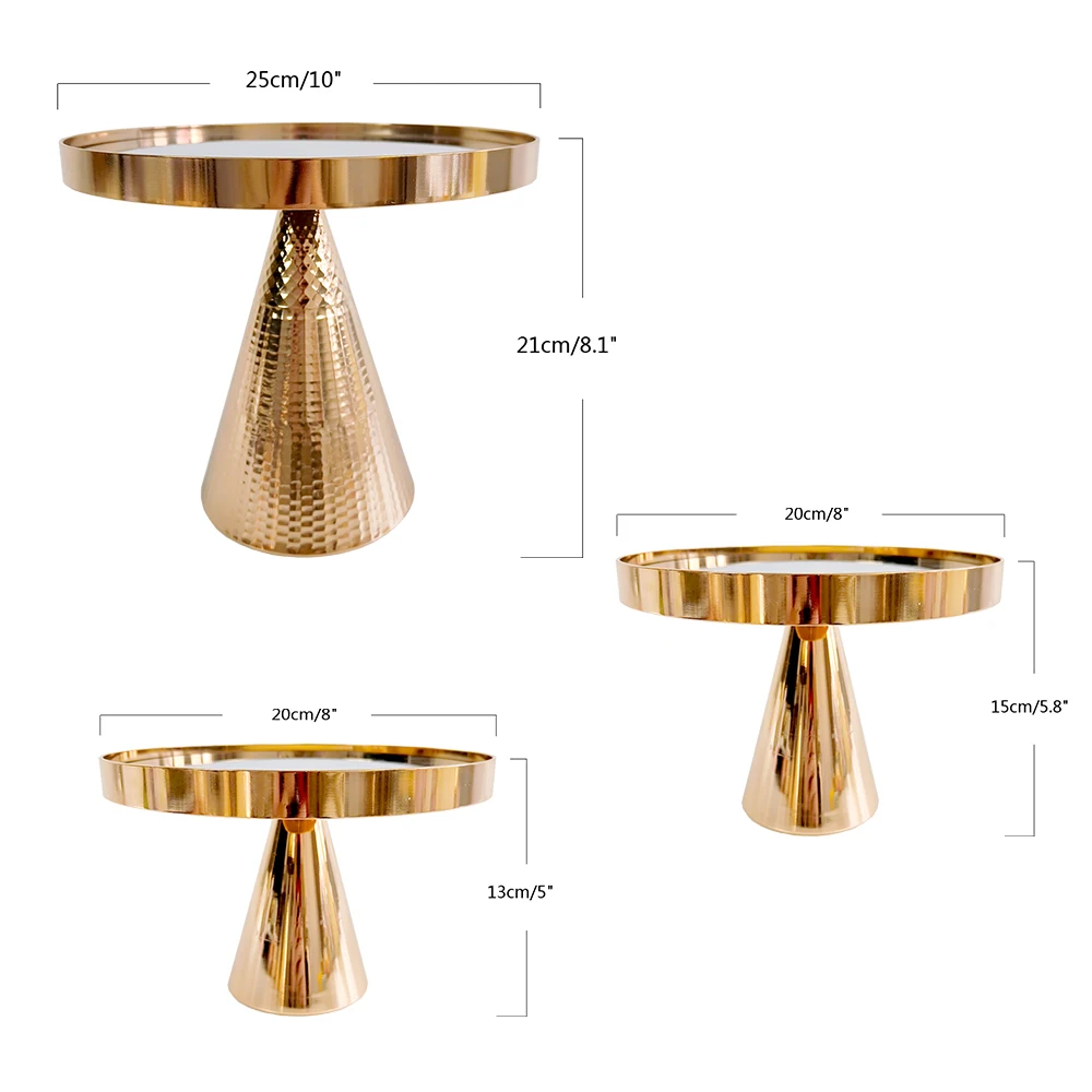 1Pcs Gold Cake Stand Round Cake Stand Mirror Dessert Table Display Set for Wedding Event Birthday Party Dessert Table