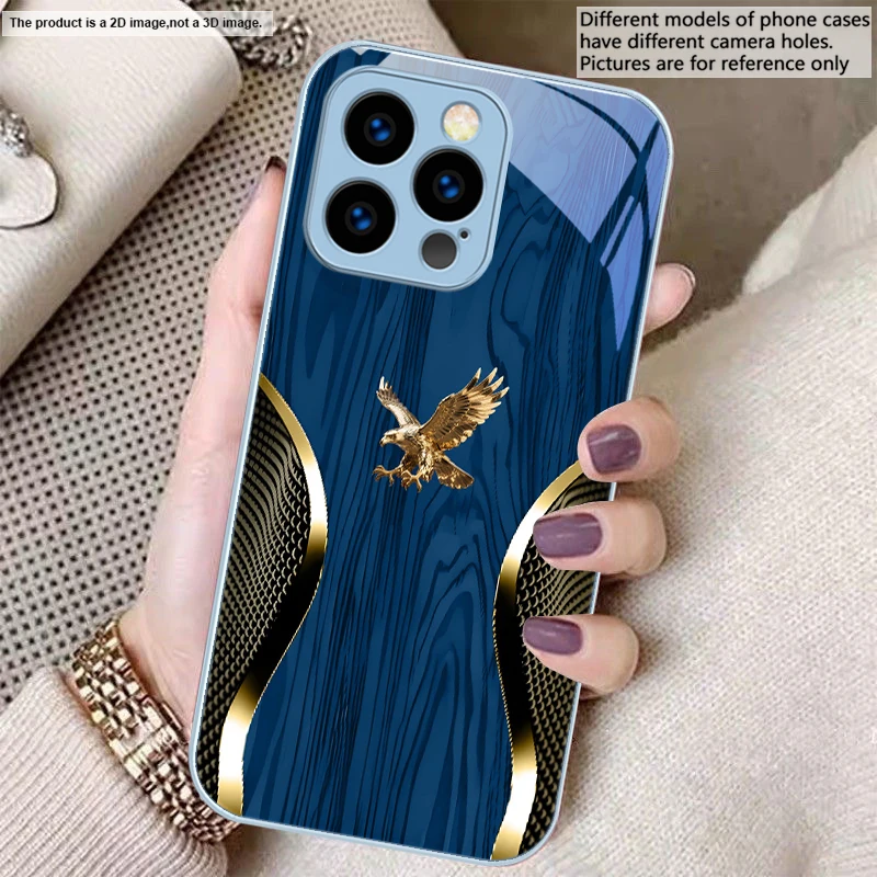 Noble Golden Eagle Ring Design Tempered Glass Phone Case
