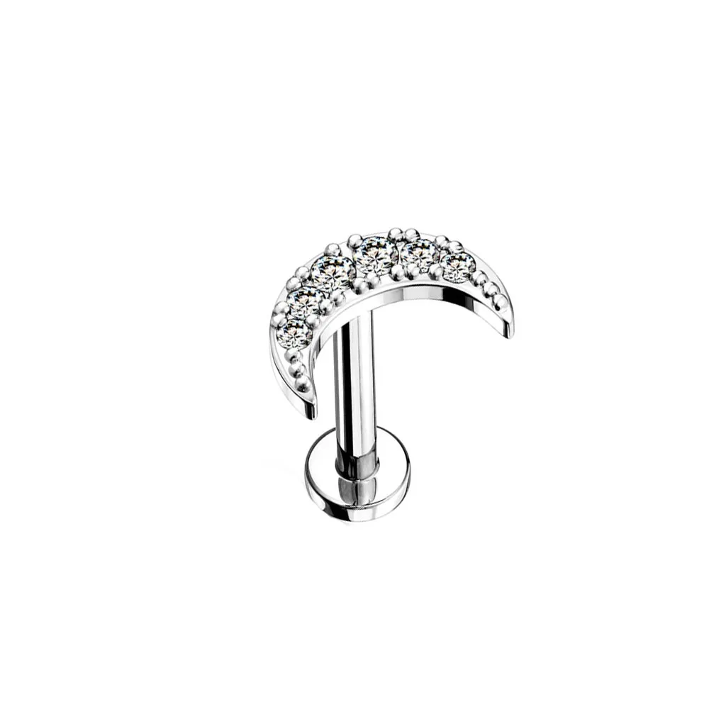ASTM F136 G23 Titanium Flower Moon Heart Threadless Piercing Leaf Drop Pin Push in Lip Stud Daith Conch Earring 16G 18G 20G