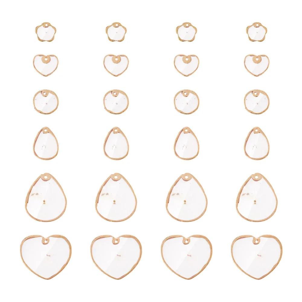 

24Pcs Natural Capiz Shell Charms Heart Teardrop Seashell Pendants with Light Gold Plated Frame for Jewelry DIY Necklace Bracelet