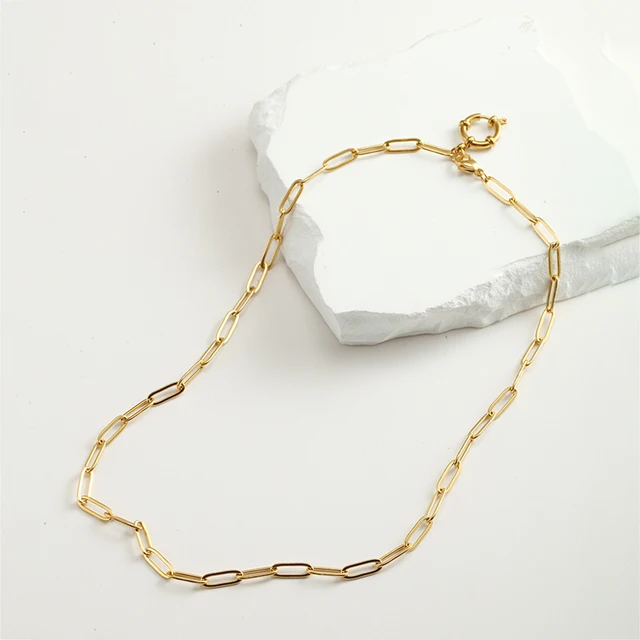 Anchor Adjuatable Clasp Necklace for Women 316L Stainless Steel 45cm Paperclip Chain ReaLong Link Collares 4