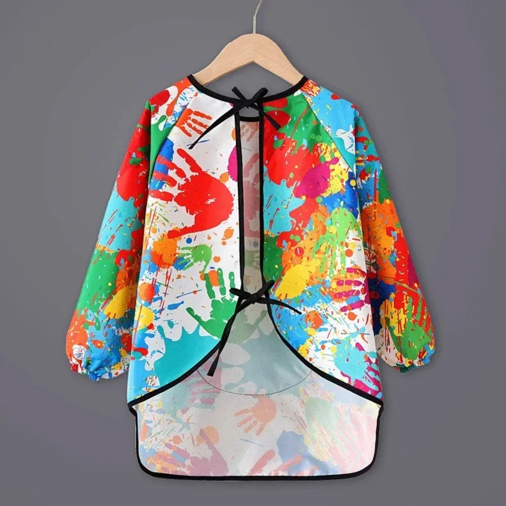 Children's Waterproof Drawing Clothes Kindergarten Long Sleeved Cover Dining Bib Waterproof Reverse Dressing Boys' Girls' Aprons 5