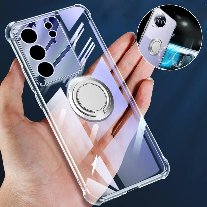 

Магнитная подставка для Vivo S17 Pro, прозрачная воздушная подушка, противоударный мягкий чехол для телефона Vivo S17E, кольцевой держатель, Силиконовые мягкие чехлы