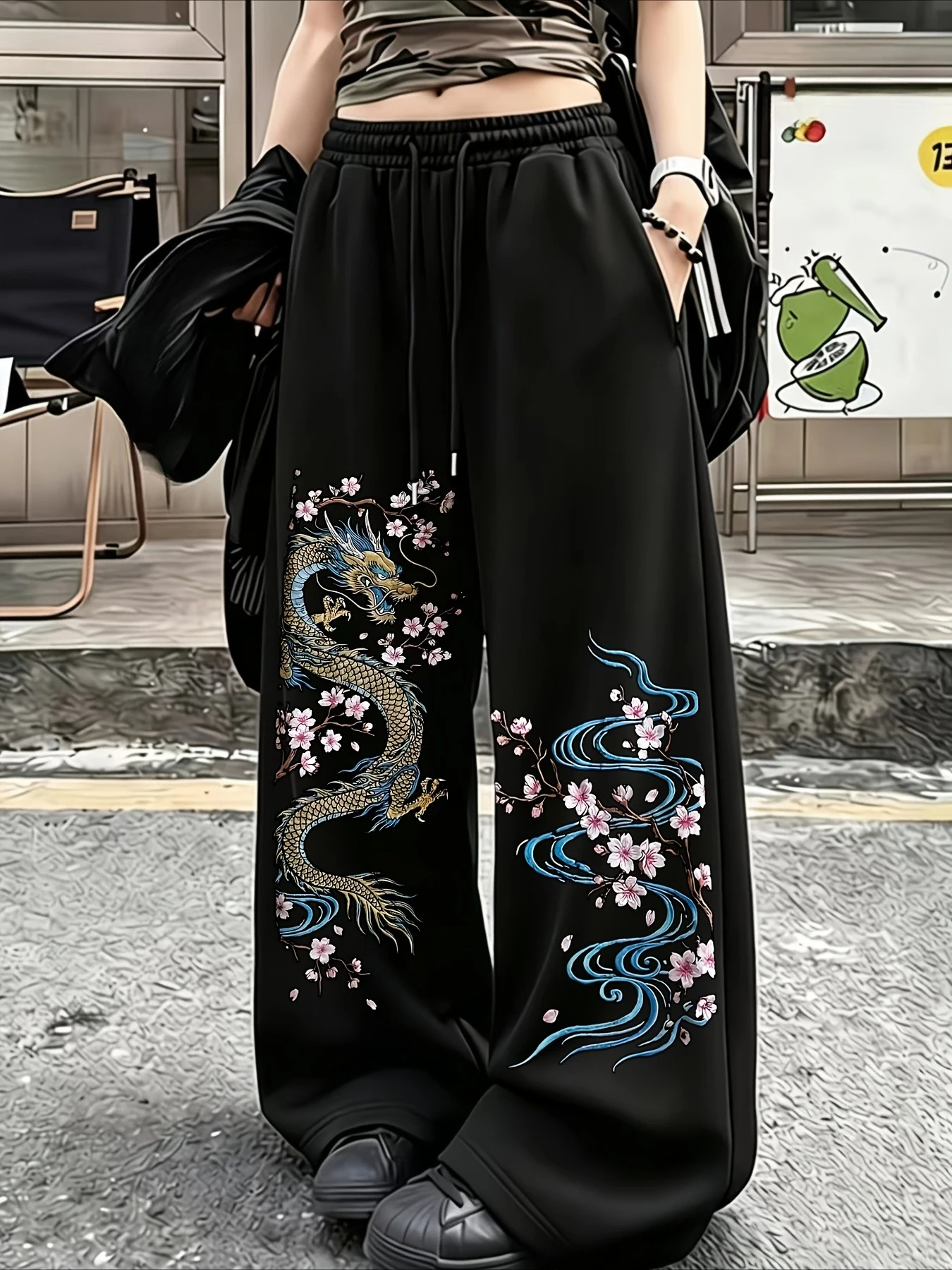 Gotischer Stil Longteng Herren Lange Hosen Bedruckte 3D Gerade Hosen Lässige Streetwear Hosen Damen Weite Hosen Harajuku-Stil