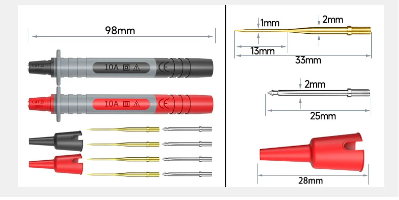 Cleqee P8003 1 Set 2 Stück Multimeter-Sonden Austauschbare Vergoldete Nadeln Mehrzweck-Teststifte – Detail 4