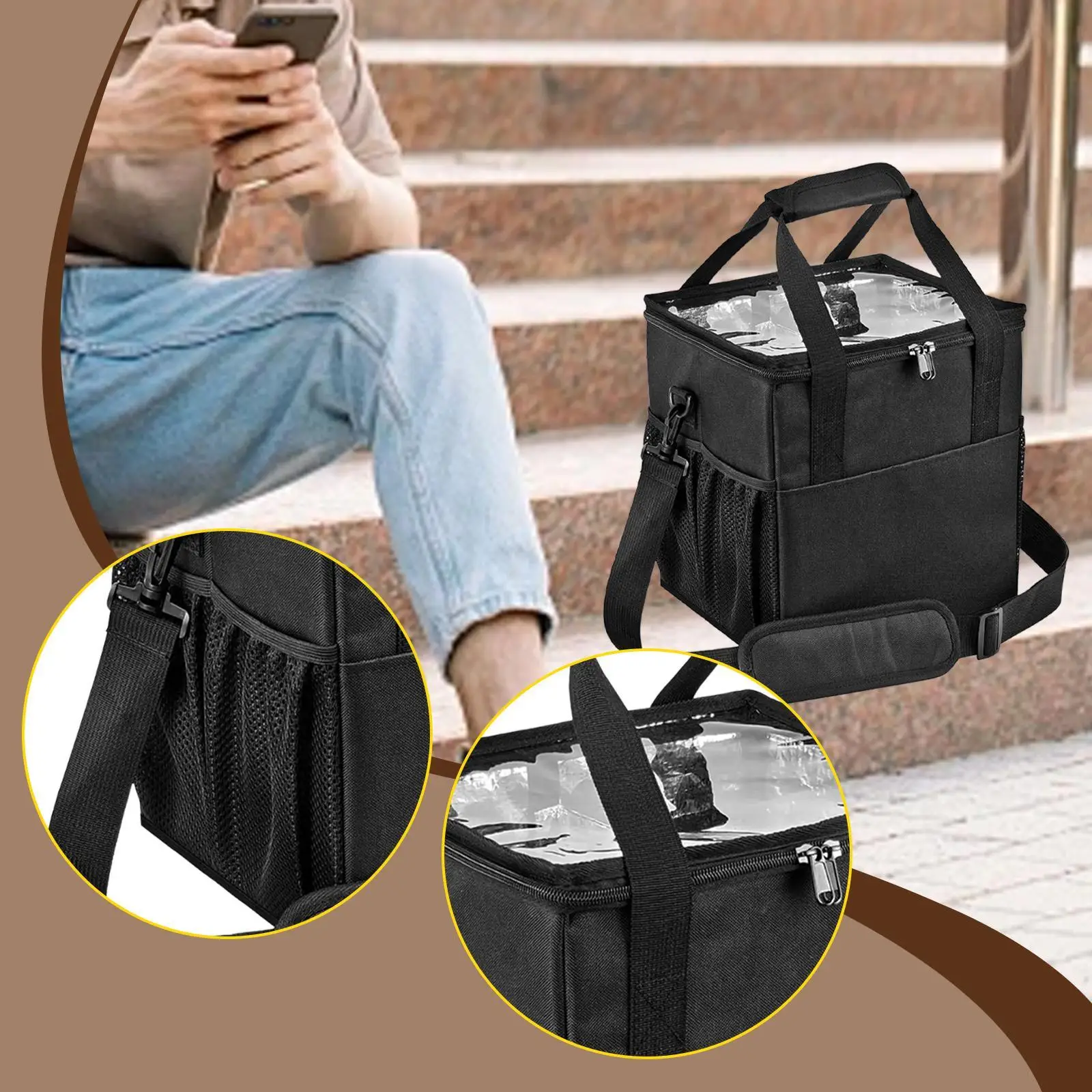 4 Cups Drink Carrier Drink Holder Waterproof Nylon Lightweight Beverage Holder Water Bottle Bag for Outdoor Commute Daily Use
