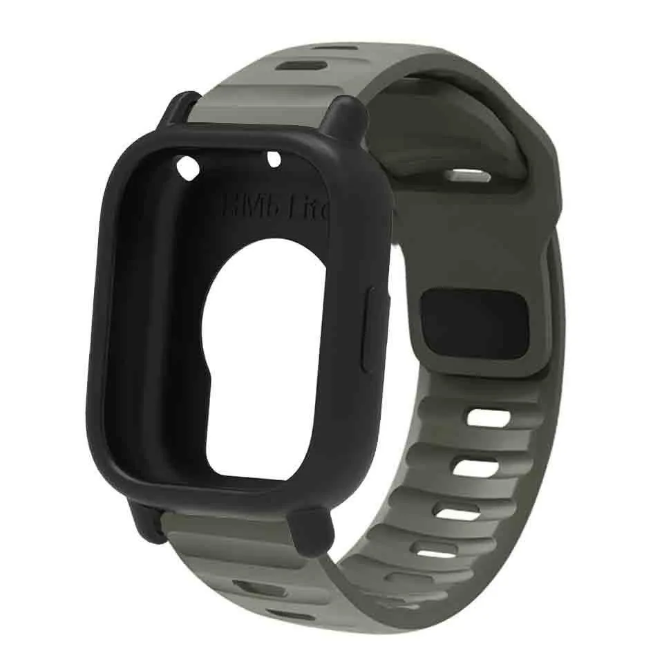 Silicone Strap & Bumper Cover for Smartwatch - Sporty Replacement Wristband Protector