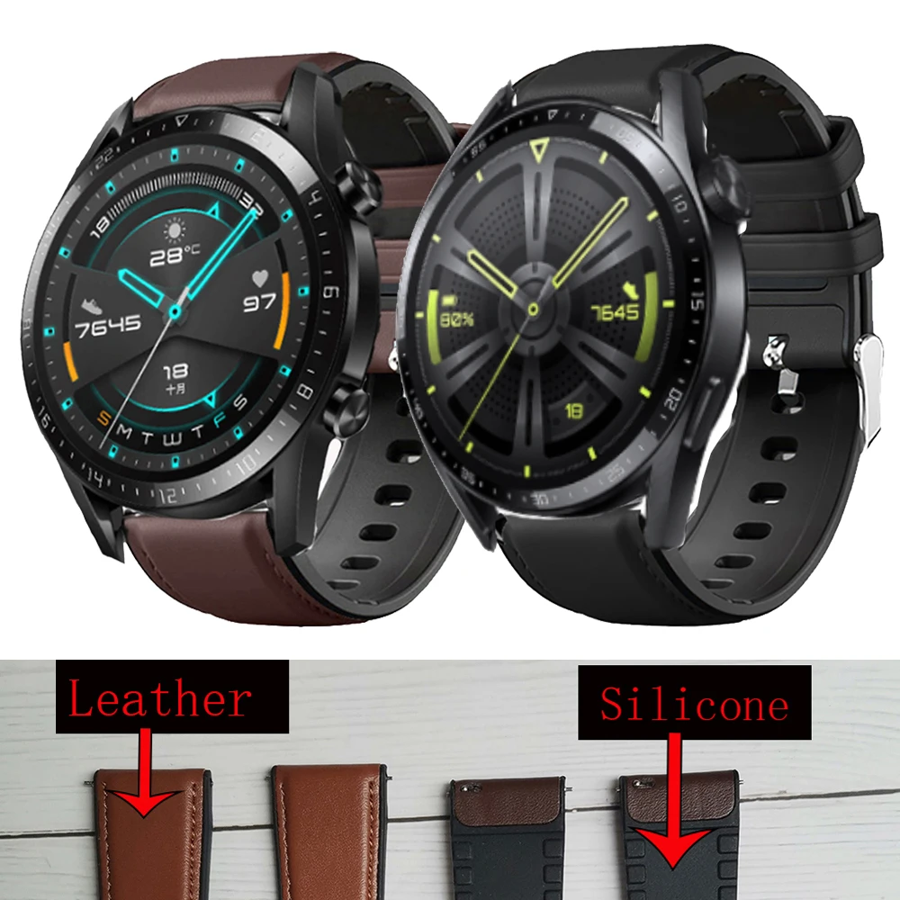 20Mm 22Mm Inteligentny Pasek Do Zegarka Huawei Gt 2 3 42Mm 46Mm Skórzana Silikonowa Bransoletka Do Zegarka Huawei 3/Gt 2 Pro/Gt Runner 2E Pasek