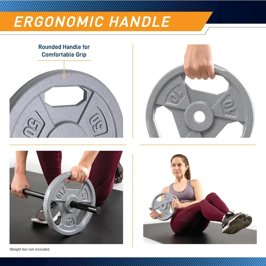 Classic 1" Cast Iron Standard Grip Plates for Strength Training and Weightlifting