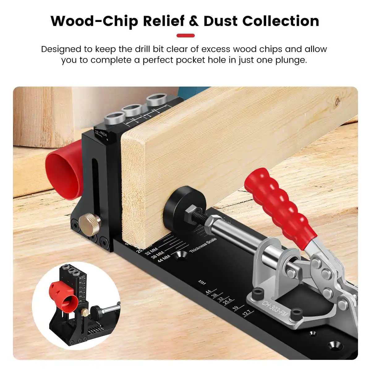 Pocket Hole Jig All Metal Kit With Quick Clamp And Dust Collection