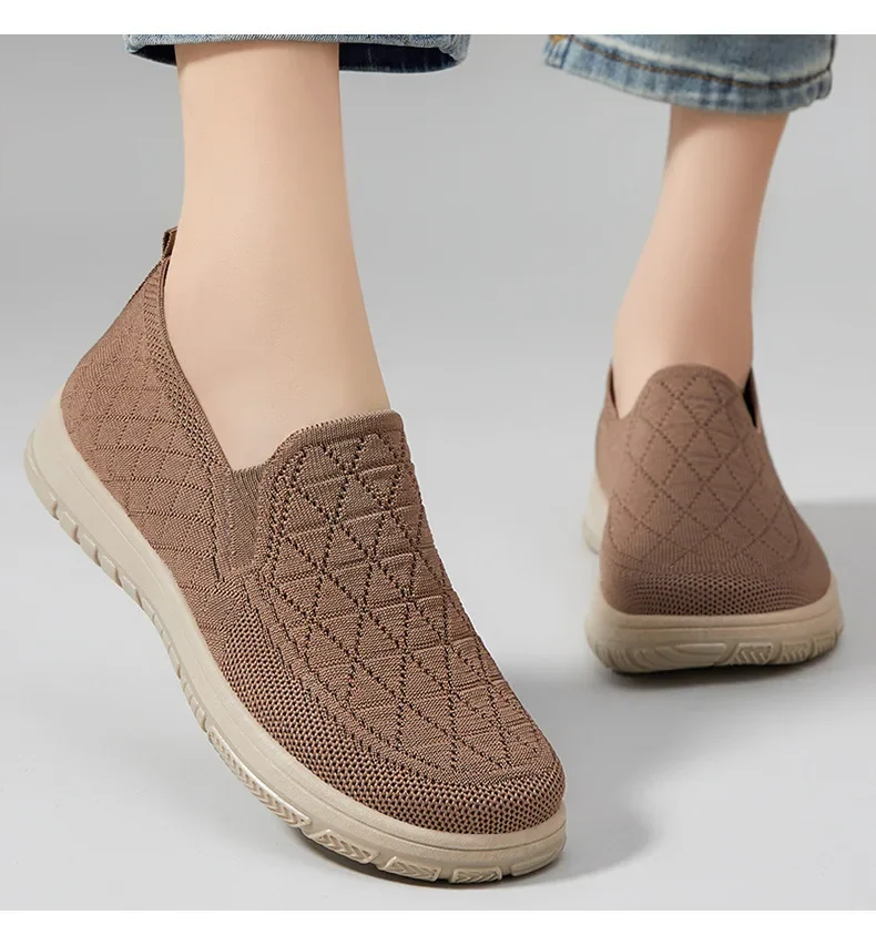 Women's Comfortable Flat Bottom Slip-On Casual Shoes Soft Sole Lightweight Breathable Quick-Drying round Toe Summer Shoes2026