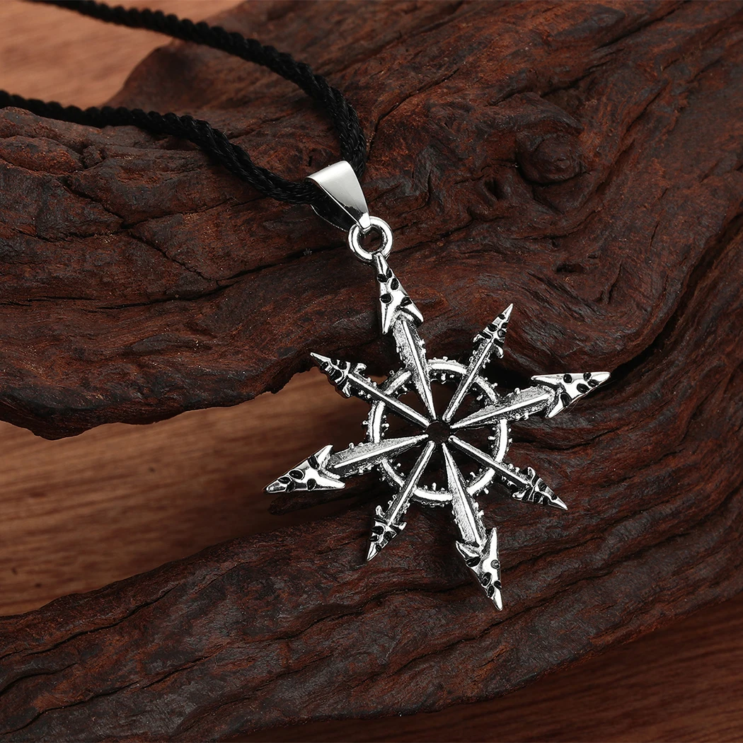 Chaotic Star Pendant Chaos Wheel Necklace for Men Retro Punk