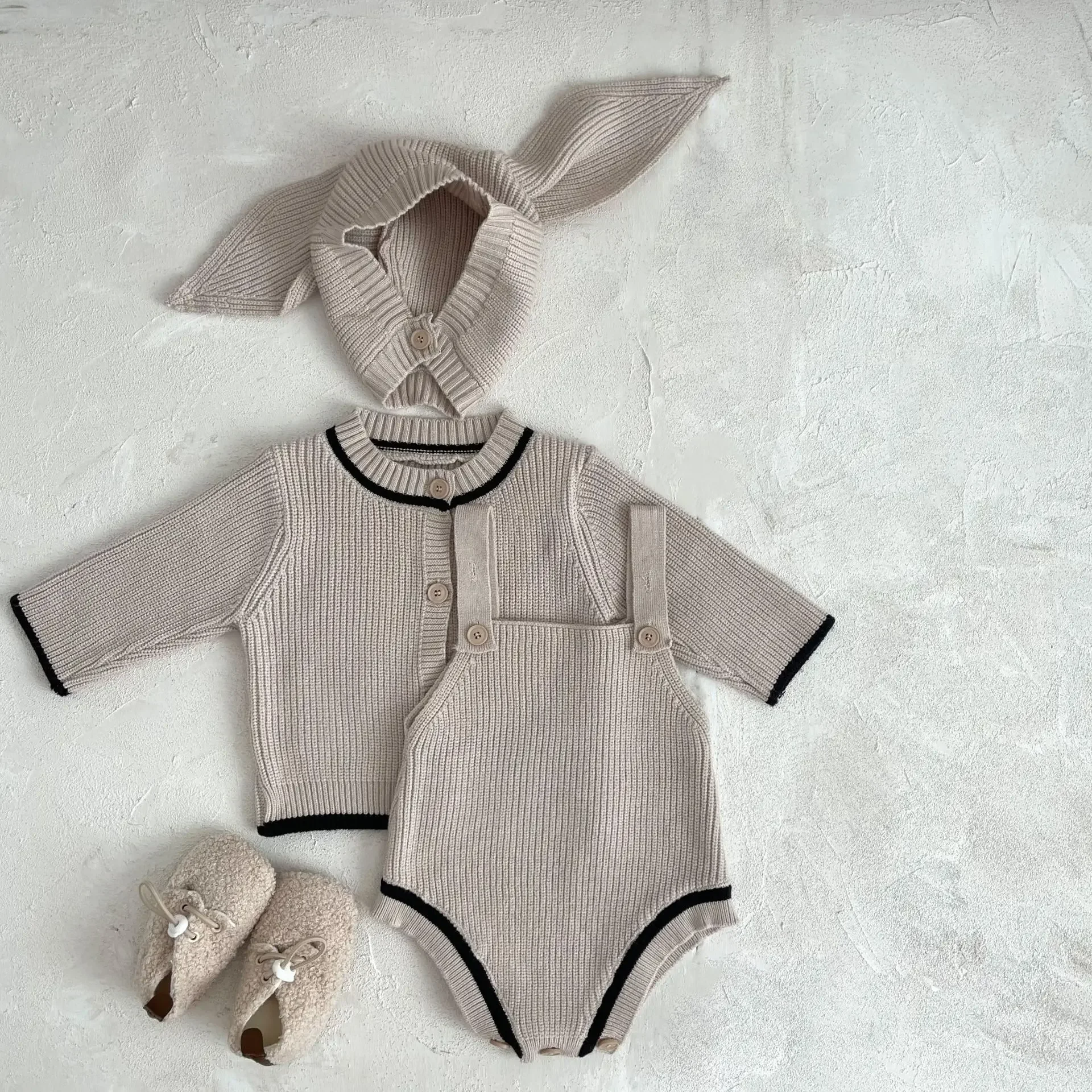 

Baby Girl Winter Clothes Sweater Cardigan Autumn and Winter Korean Knitted Coat All Match O-neck Single Breasted Solid Color