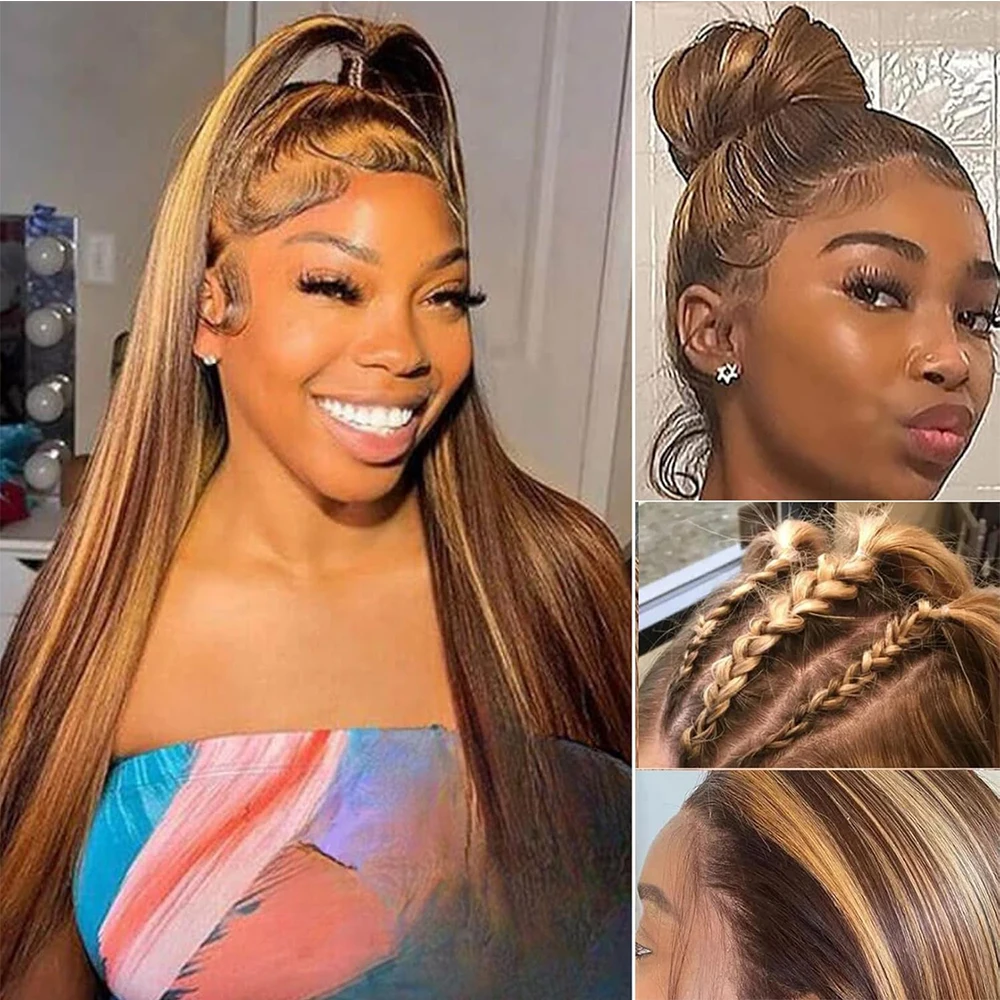 Highlight HD 360 Lace Front Wig Human Hair Wigs For Women Colored Bone Straight 360 Full Lace Wig Human Hair Pre plucked