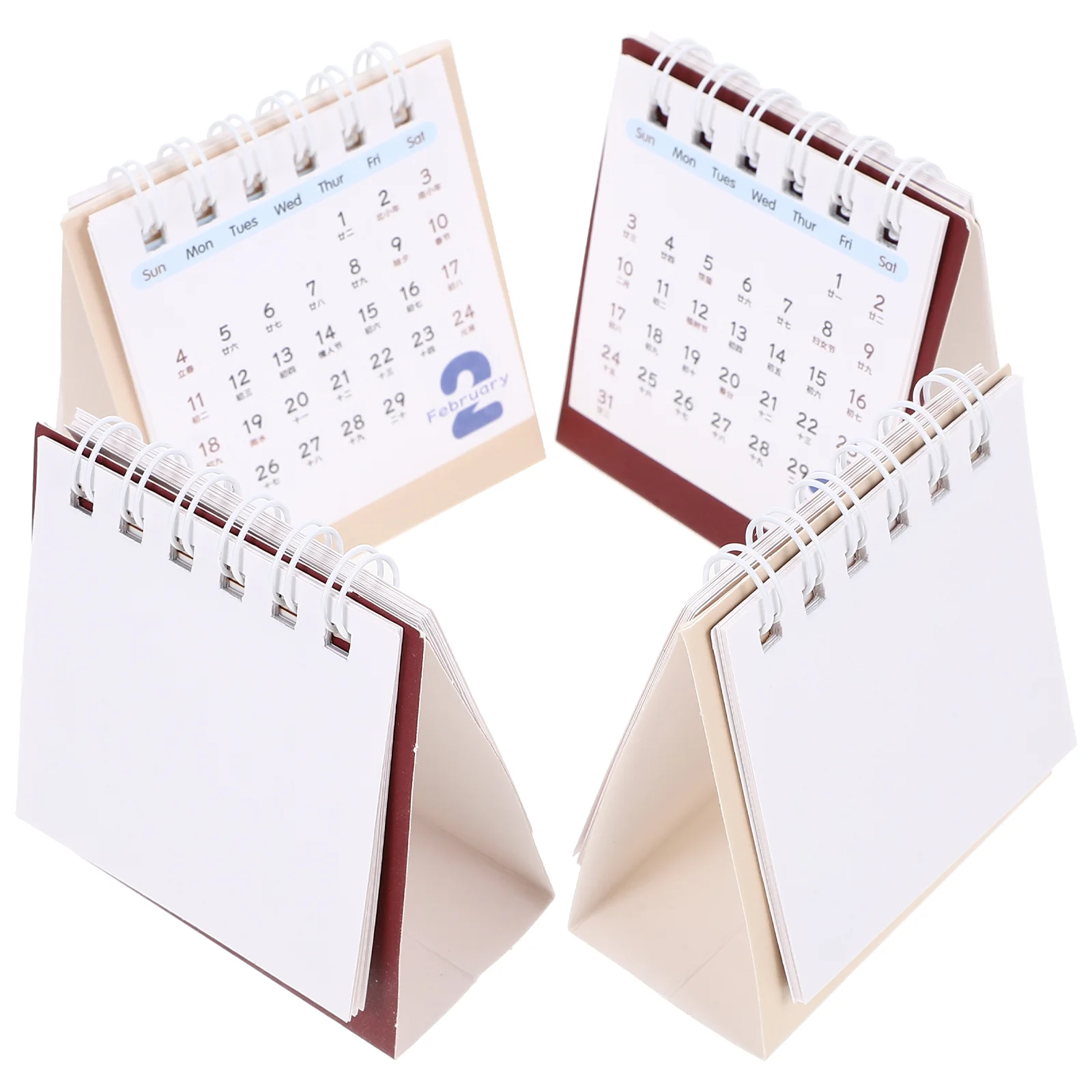 

4pcs Noting Desktop Calendars Decorative Standing Calendars Household Standing Calendars