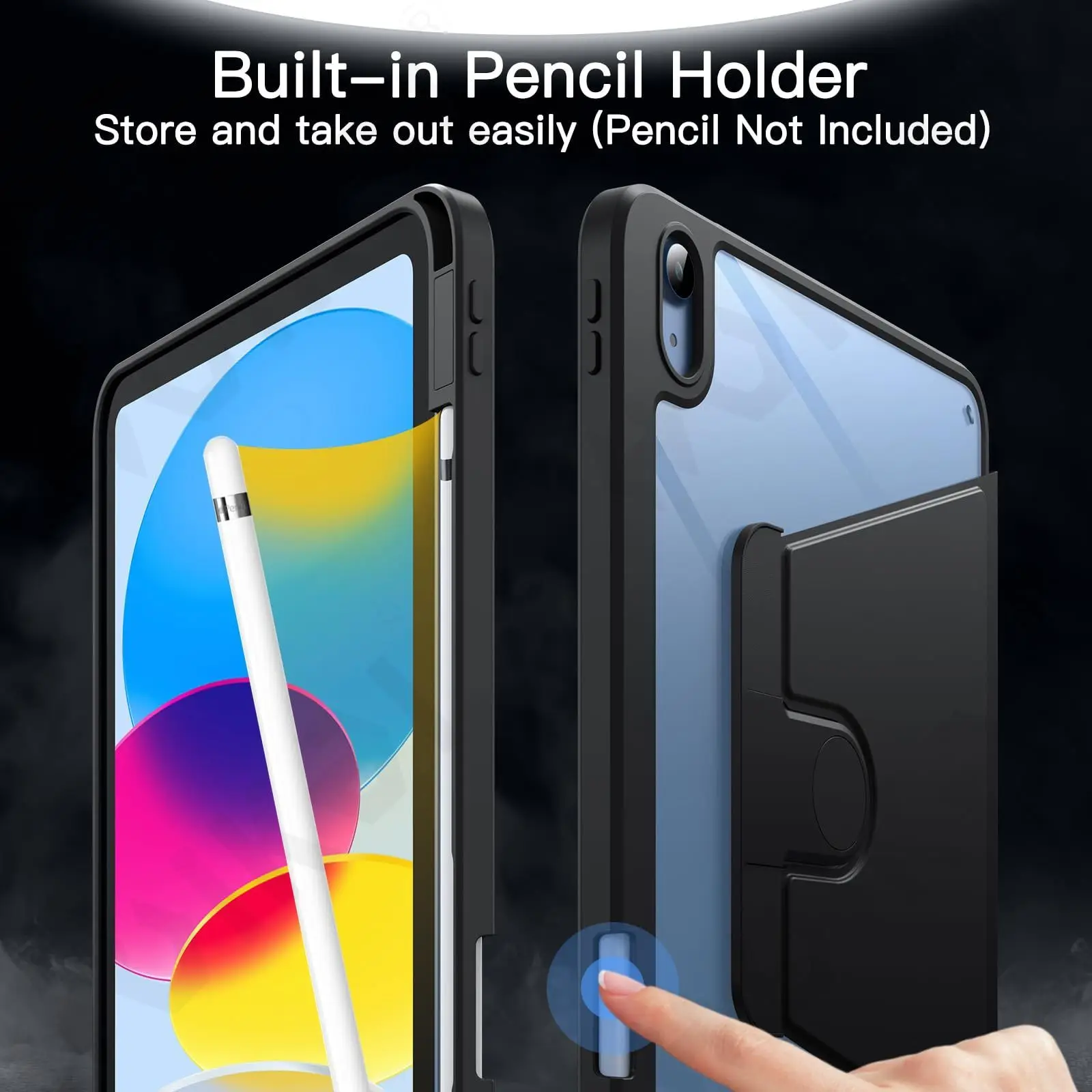 360° Rotating Protective iPad Case with Pen Holder & Auto Wake/Sleep Function