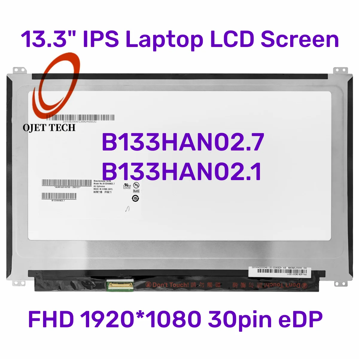 Painel de Exibição da Tela Lcd do Portátil 133 B133han02.7 B133han02.1 Asus Ux305 Ux360ca Ux360c 99 Srgb Ips 1920*1080