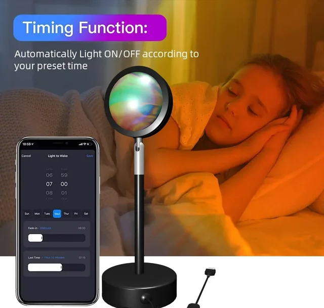 Smart LED Sunset Lamp Colorful Changing Bluetooth App Control Music Sync for Network Broadcast Bedroom Home Decor Rainbow Lamps 2