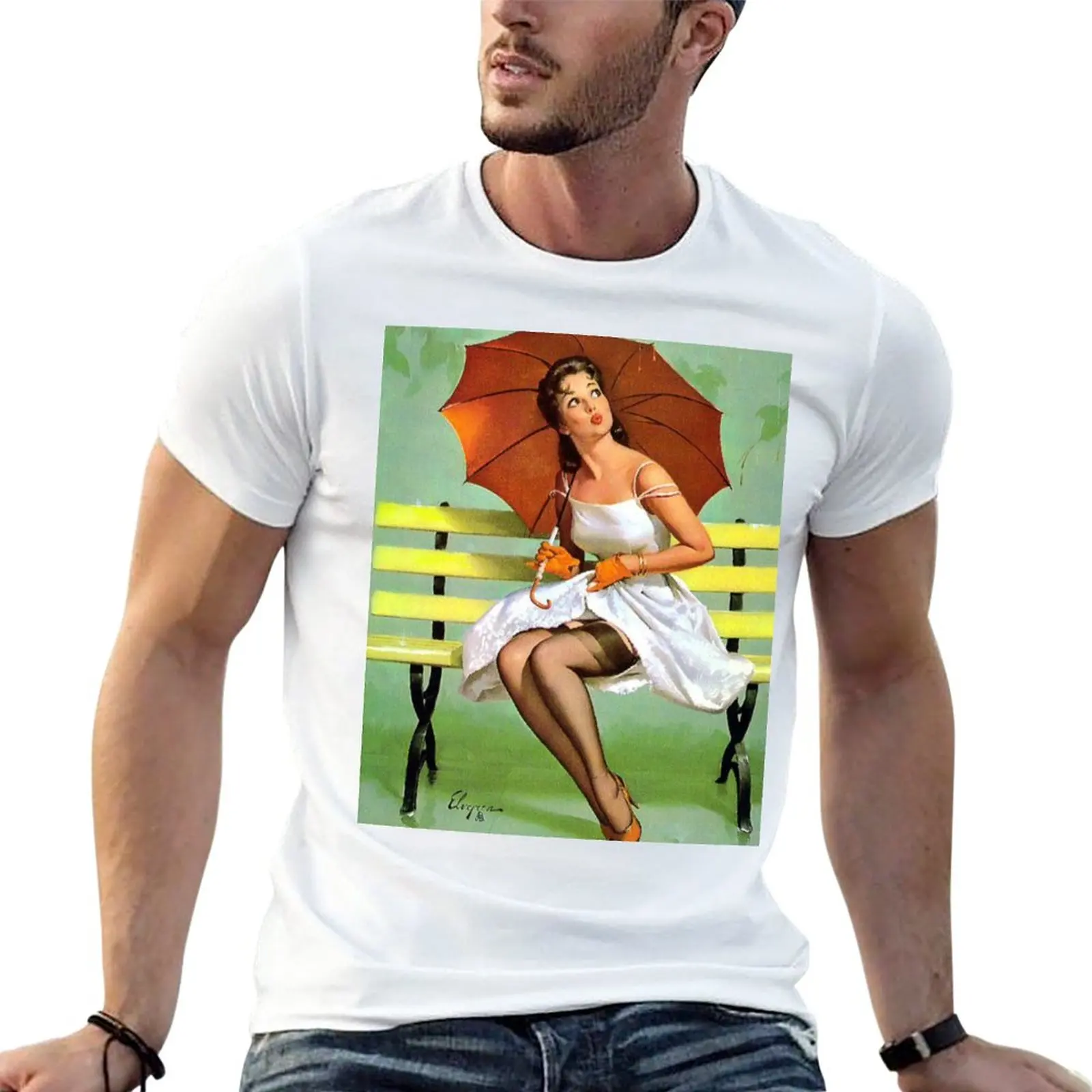 

Pin-Up Girl - Elvgren - Vintage T-Shirt aesthetic clothes Blouse T-shirt short Men's clothing