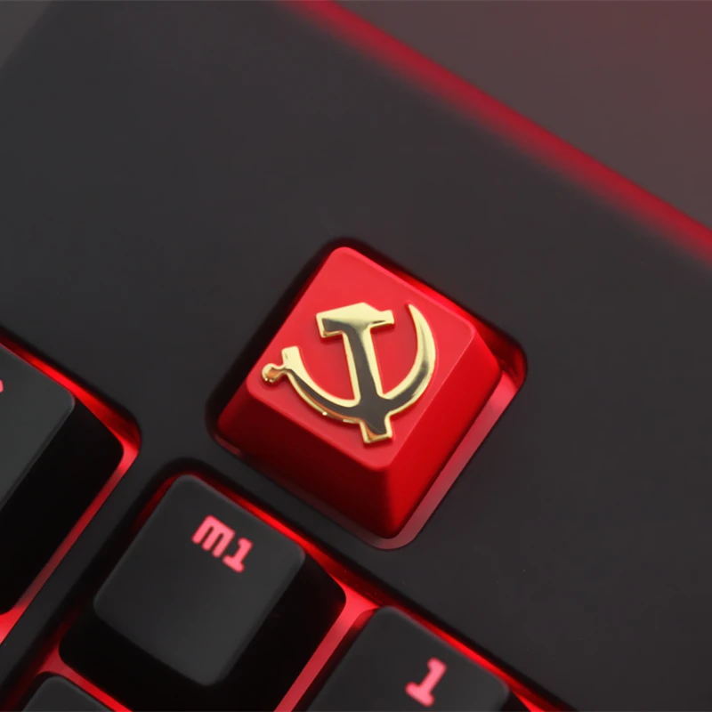

KeyStone Artisan Keycap Soviet Theme Red Color Zinc Aluminum Alloy Metal for Mechanical Keyboard R4 Height Cherry MX DIY Game