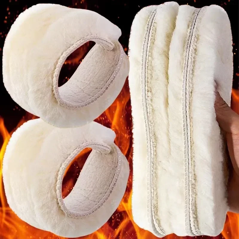 6/2pcs Sheepskin Insoles Natural Fur Wool Snow Boots Shoe Pad Men Women Children Warm Winter shoe insoles orthopedic insoles